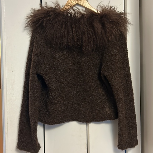 Y2k sweater with bobbled knit and real Mongolian sheep collar - Picture 3 of 4